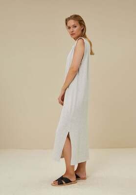 By-Bar | LAST ONE in S - Maxi dress light grey melee - 100% organic cotton - made in Portugal By-Bar | LAST ONE in S - Maxi dress light grey melee - 100% organic cotton - made in Portugal