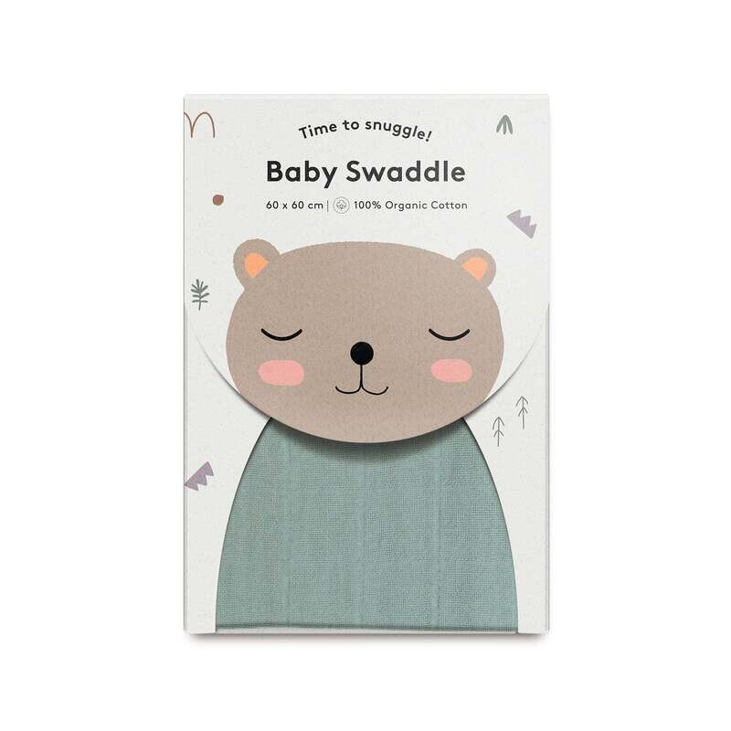 Little otja | Baby swaddle teal muslin - 60 x 60 cm - 100% organic cotton