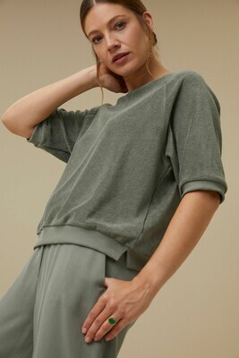 By-Bar | LAST TWO in S & L - Neva slub top mulled basil - organic cotton / towel fabric - made in Portugal