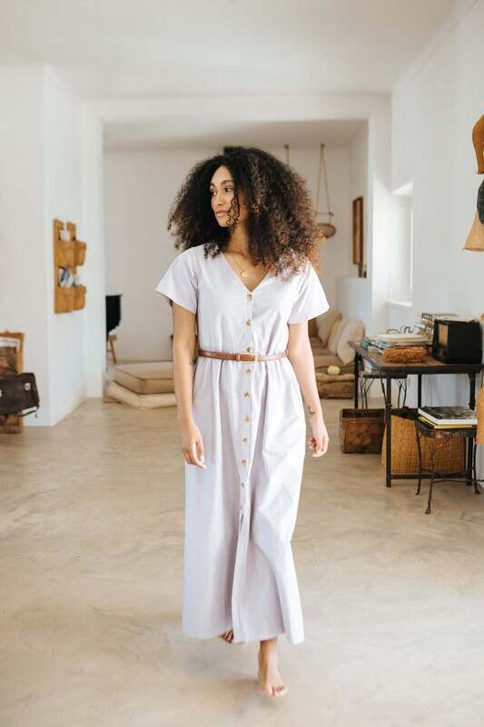Näz | LAST ONE in M - Julia cotton dress soft lilac - 100% premium cotton - made in Portugal Näz | LAST ONE in M - Julia cotton dress soft lilac - 100% premium cotton - made in Portugal