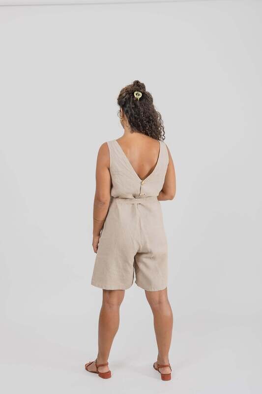 Näz | Daisy linen romper beige - 100% natural linen - made in Portugal Näz | Daisy linen romper beige - 100% natural linen - made in Portugal