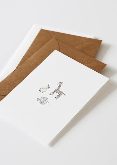 Inkylines | Cuddly Animals - A6 (postcard) with or without wooden frame
