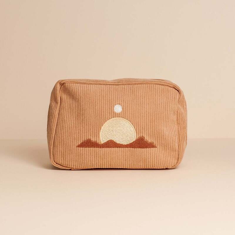 Cai &amp; Jo | Sunset make up or toiletry bag with 5 internal pockets 15cm - 100% corduroy cotton