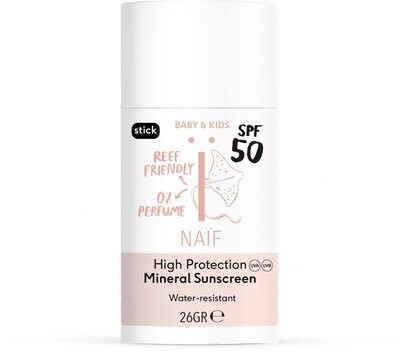Naïf | Mineral sunscreen stick  - 0% perfume & without chemical UV-filter - SPF50 - for baby & kids