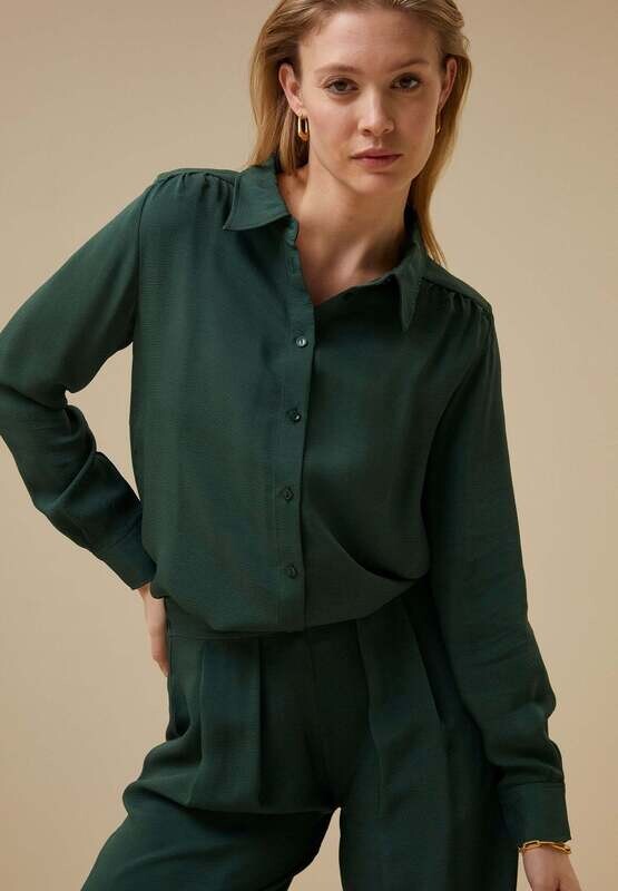 By-Bar | LAST ONE in M - Satin stripe blouse viscose - Pine green By-Bar | LAST ONE in M - Satin stripe blouse viscose - Pine green