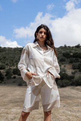 Benedita Formosinho | Anita shirt - Cream and beige - 100% certified lyocell