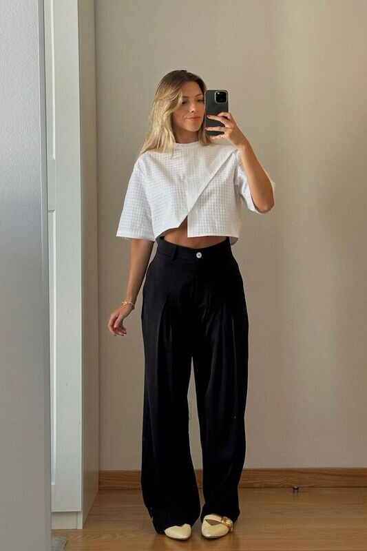 Benedita Formosinho | LAST TWO in 36 &amp; 38 - Antónia Trousers - Cupro and mother-of-pearl button