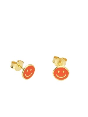 Selva Sauvage | Smiley ear studs orange - 18k Gold Plated Sterling Silver (a single or a pair)