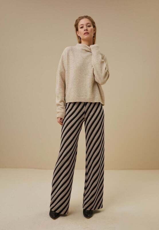 By-Bar | LAST ONE in XS - Lissa flared pant - gold sandy black stripes - viscose blend - made in Italy By-Bar | LAST ONE in XS - Lissa flared pant - gold sandy black stripes - viscose blend - made in Italy