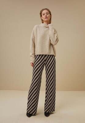 By-Bar | Lissa flared pant - gold sandy black stripes - viscose blend - made in Italy