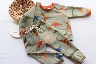Buscando a Olivia | Sweatpants green with dinos 2-4 yrs - organic cotton OEKO-TEX - printed & made in Spain