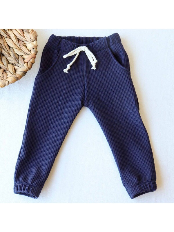 Buscando a Olivia | Sweatpants dark blue waffle 2-5 yrs - organic cotton OEKO-TEX - printed &amp; made in Spain