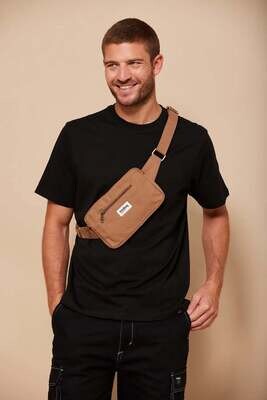 Hindbag | Rectangular Belt Bag with front and back patch pockets - Cinnamon brown - GOTS certified organic cotton - designed in Paris, France Hindbag | Rectangular Belt Bag with front and back patch pockets - Cinnamon brown - GOTS certified organic cotton - designed in Paris, France