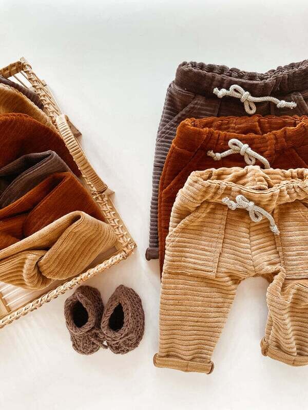 Petite | Sweatpants cotton french terry caramel brown - 12months-2years - Made in Slovenia