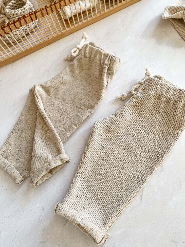 Petite | Leggings linen waffle new born-3 years - cotton &amp; linen - Made in Slovenia