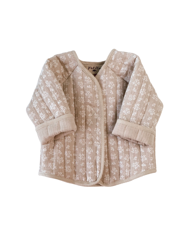 Petite | Baby &amp; toddler quilted jacket - beige muslin with white branches - 6-12 months