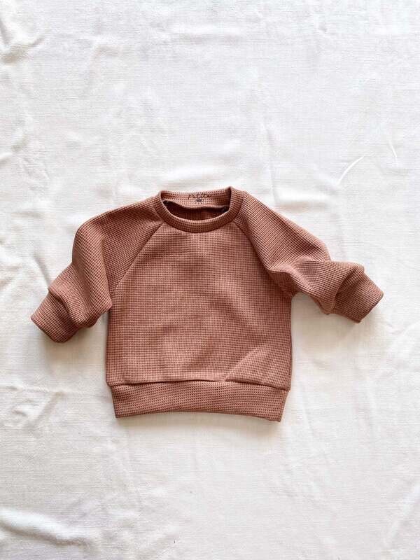 Petite | Sweatshirt cotton waffle rosewood - 1-4 years - Made in Slovenia