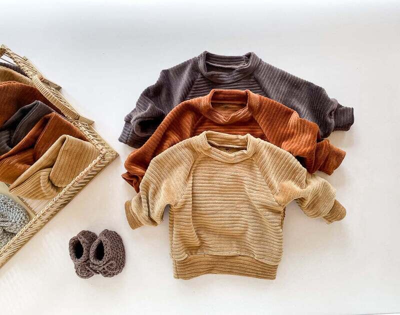 Petite | Sweatshirt cotton french terry caramel brown - 12months-2years - Made in Slovenia
