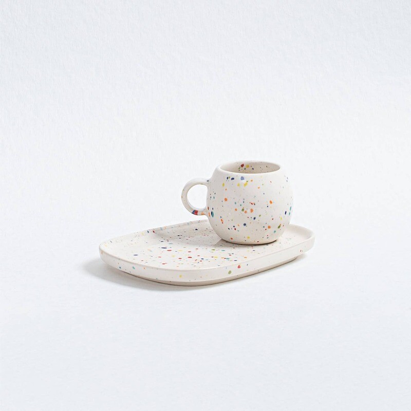 Eggbackhome | Ceramic espresso mug - Party white confetti - 90 ml