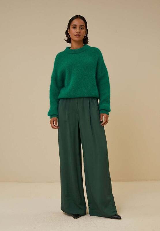 By-Bar | LAST ONE in L - Satin stripe pants viscose - forest green By-Bar | LAST ONE in L - Satin stripe pants viscose - forest green