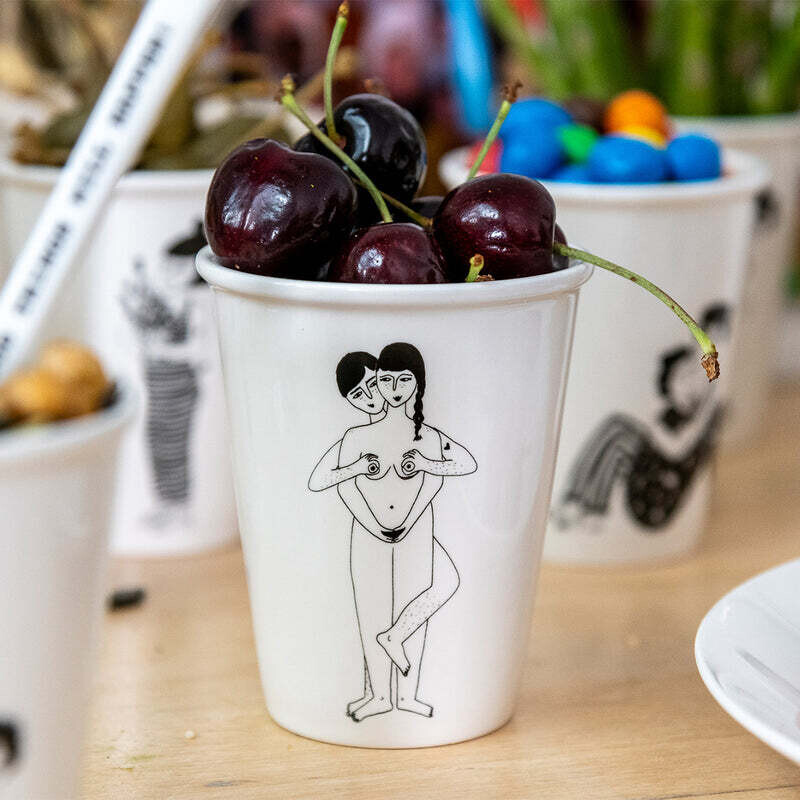 Helen b | Faces everywhere - Porcelain Cup Helen b | Faces everywhere - Porcelain Cup