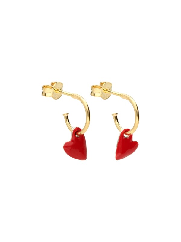 Selva Sauvage | Red heart gold hoops 8mm - 18k gold plated 925 Sterling Silver