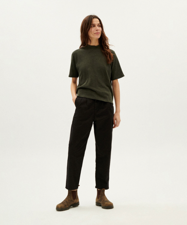 Thinking Mu | LAST ONE in S - Dark green hemp Aiden T-Shirt - Hemp &amp; Organic cotton