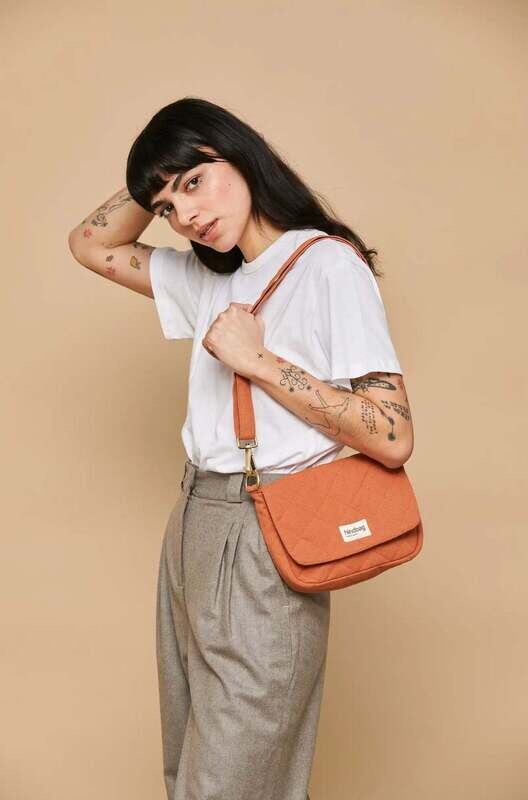 Hindbag | Crossbody quilted handbag - Sienne orange - GOTS certified organic cotton padding - designed in Paris, France