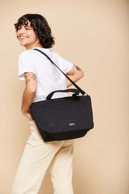 Hindbag | 2-in1 hand and shoulder bag - black - GOTS certified organic cotton - designed in Paris, France