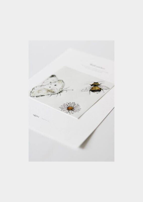 Inkylines | Wall Sticker - Butterfly, bee and daisy