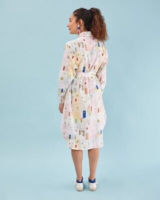 Peseta | LAST ONE - Longsleeve Shirt Dress Facades - One size - Cotton - made in Spain