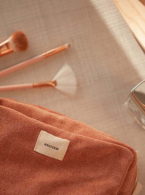 Recitem | Iris make-up bag or etui 18cm Terra cotta - 100% soft cotton - Designed in Paris, made in Portugal