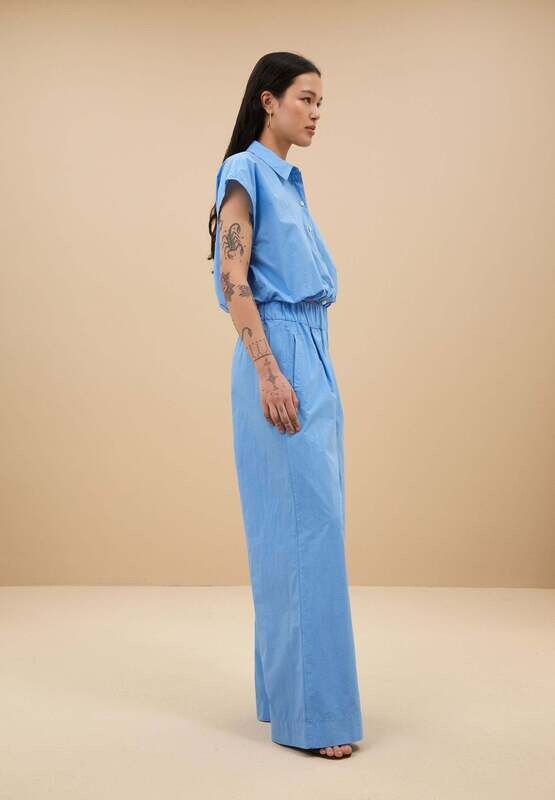 By-Bar | LAST TWO in M & L - Benji poplin pant - Aquarius blue - poplin cotton - made in Italy By-Bar | LAST TWO in M & L - Benji poplin pant - Aquarius blue - poplin cotton - made in Italy