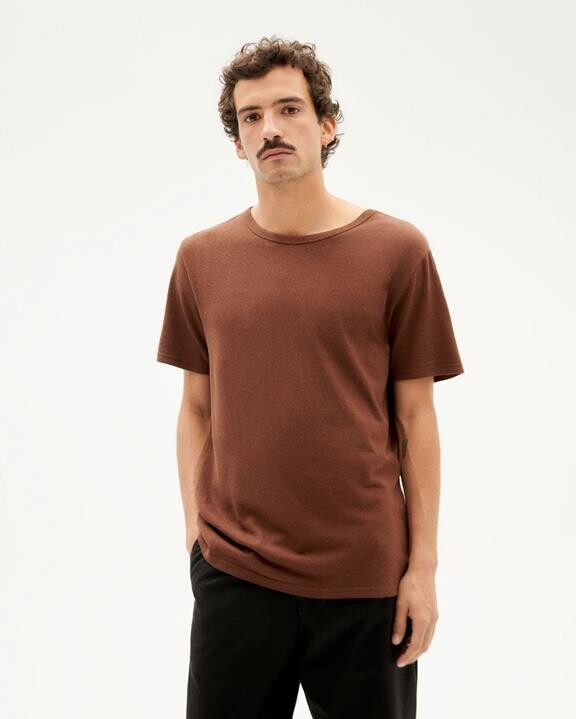 Thinking Mu | LAST ONE in L - Thick chocolate brown T-Shirt Men - hemp &amp; organic cotton - Barcelona, Spain