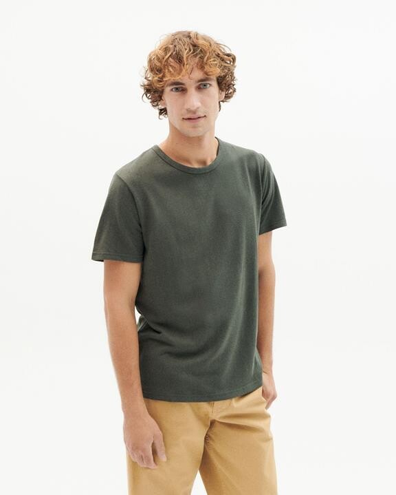 Thinking Mu | LAST ONE in L - Thick dark green T-Shirt Men - hemp &amp; organic cotton - Barcelona, Spain