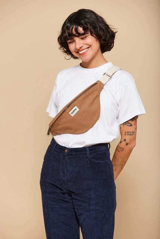 Hindbag | Olivia small belt bag cinnamon brown - GOTS certified organic cotton - designed in Paris, France