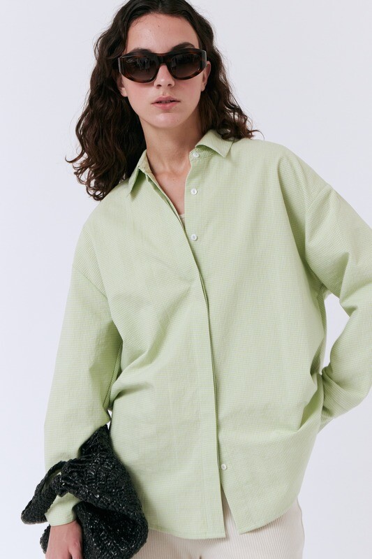 amt. Studio | LAST ONE in S - Acid oversized shirt - vichy checkered - butterfly green - made in Spain amt. Studio | LAST ONE in S - Acid oversized shirt - vichy checkered - butterfly green - made in Spain