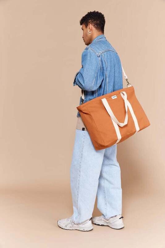 Hindbag | Weekend travel bag Jean - Sienna orange - GOTS certified organic cotton - designed in Paris, France