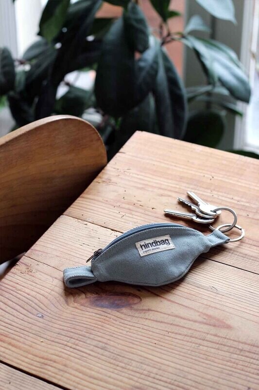 Hindbag | Come keychain small wallet - dusty blue - GOTS certified organic cotton - designed in Paris, France