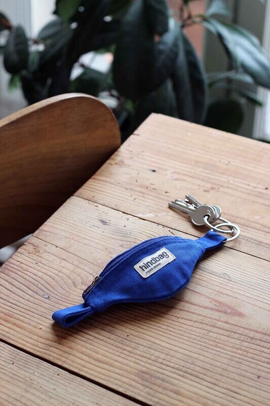 Hindbag | Come keychain small wallet - cobalt blue - GOTS certified organic cotton - designed in Paris, France