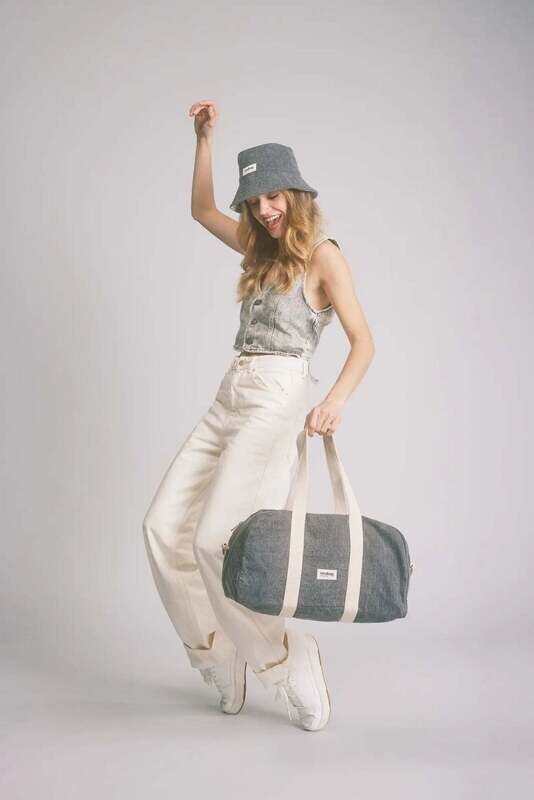 Hindbag | Bowling bag Charlie - Denim grey - GOTS certified organic cotton - designed in Paris, France