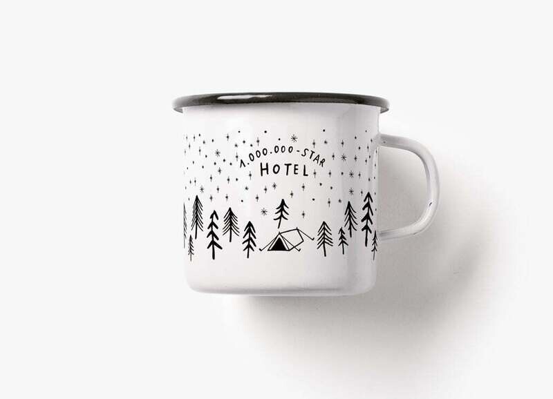 Type Alive | Enamel Mug 300ml 1,000,000 stars hotel - illustrated &amp; printed in Münster