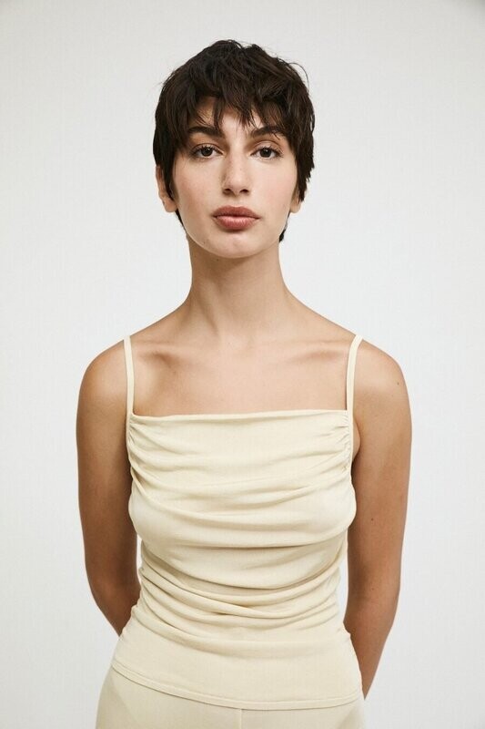 Rita Row | Sheila gathered top - beige ecovero - made in Portugal Rita Row | Sheila gathered top - beige ecovero - made in Portugal