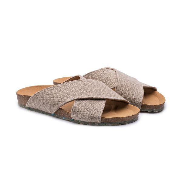 ZOURI | SUN cross slides natural linen  - made in Portugal
