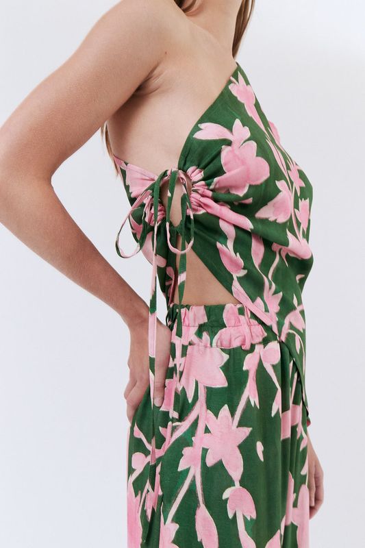 amt. Studio | LAST ONE in S - Bella top - Ecovero viscose - green pink flowers - made in Spain