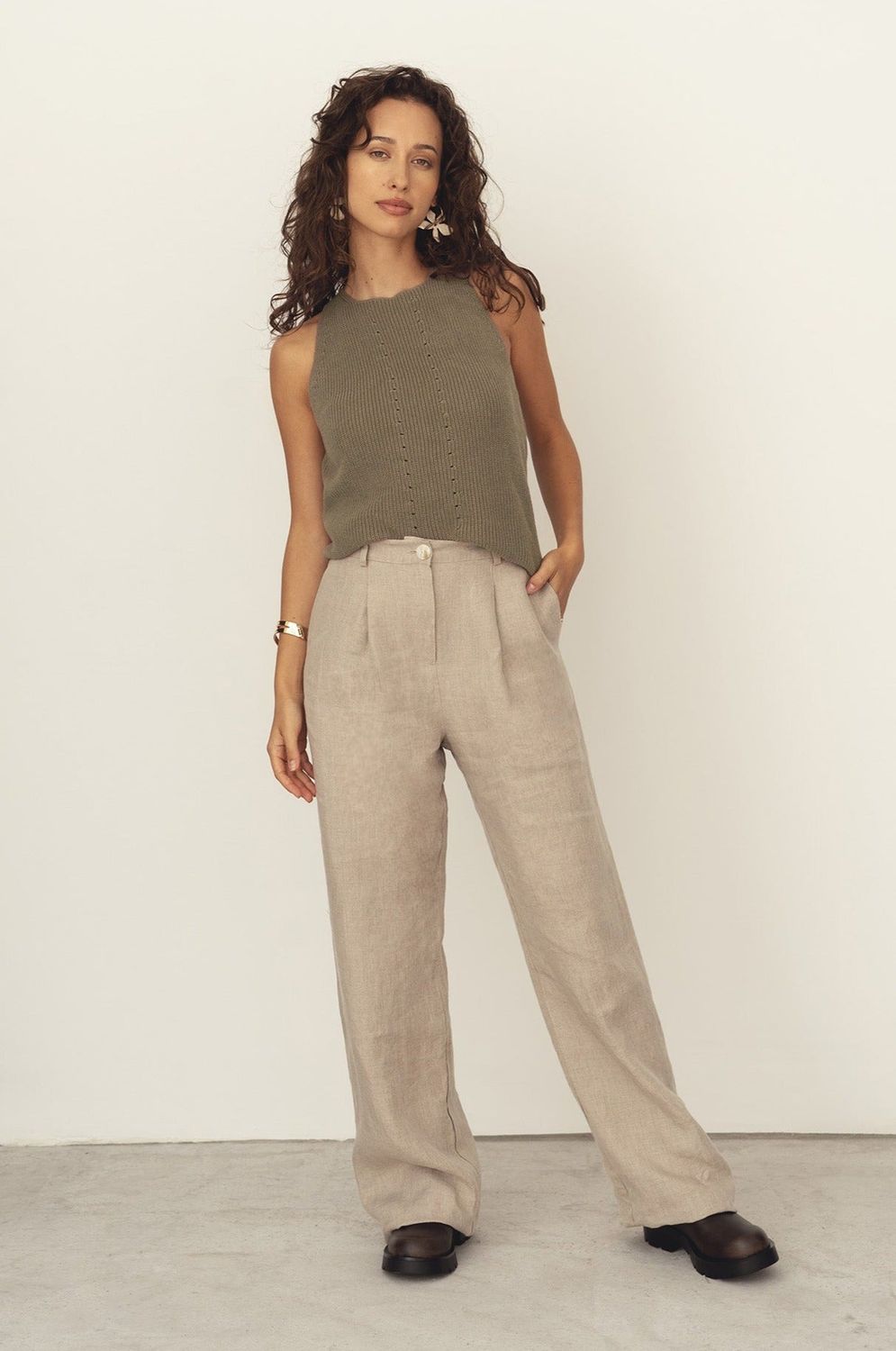 Näz | LAST TWO in 36 &amp; 38 - Mara linen trousers - natural linen - made in Portugal