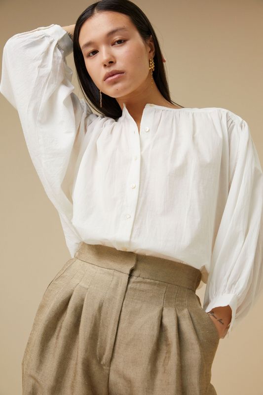 By-Bar | LAST ONE in S - Lucy chambric blouse - white cotton By-Bar | LAST ONE in S - Lucy chambric blouse - white cotton