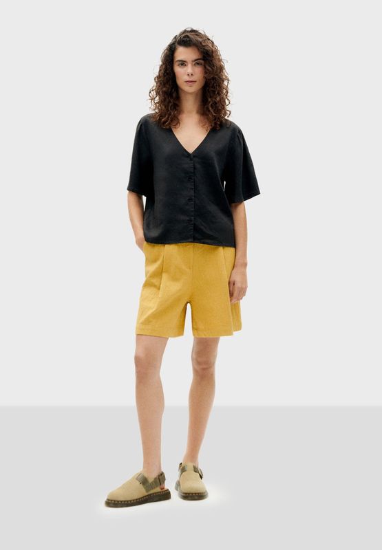 Thinking Mu | LAST TWO in S &amp; M - Black Libelula blouse loose fit - hemp &amp; tencel