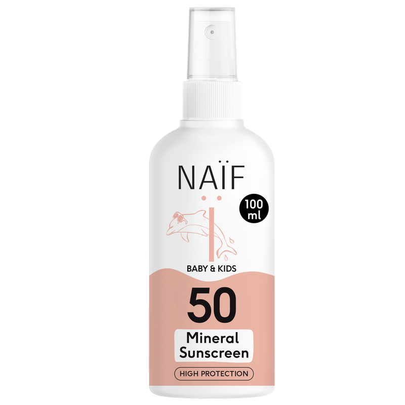Naïf | SPF50 Mineral sunscreen spray 100ml - 0% perfume &amp; without chemical UV-filter - for sensitive skin, baby &amp; kids