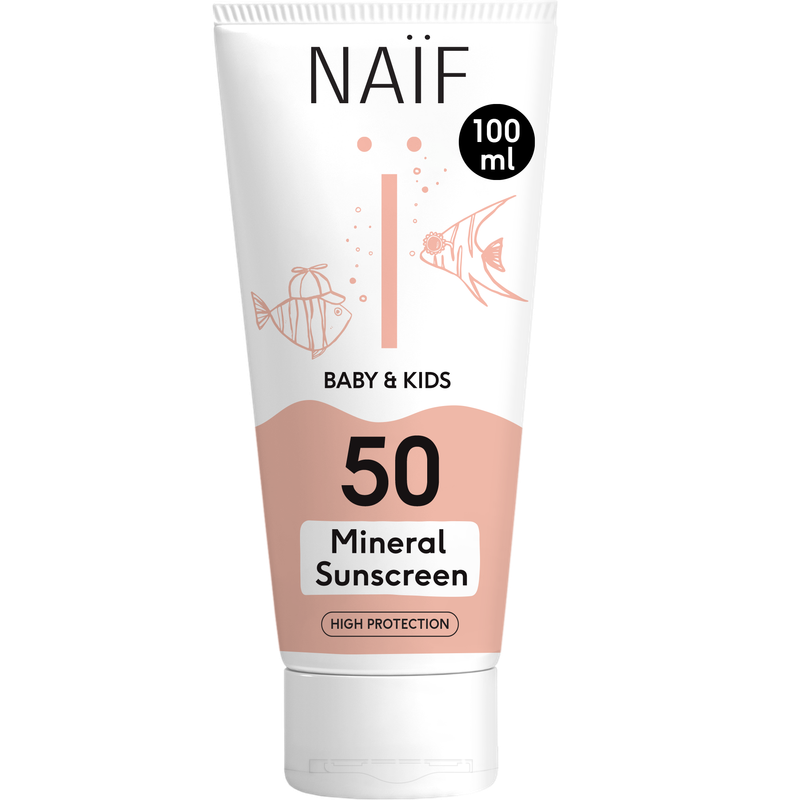 Naïf | SPF50 Mineral sunscreen cream 100ml - 0% perfume &amp; without chemical UV-filter - for sensitive skin, baby &amp; kids